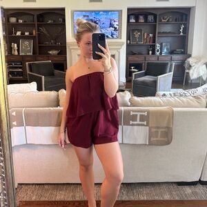 Burgundy Urban Outfitters Strapless Romper